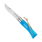 Couteau - OPINEL - N°07 Baroudeur - Lame Yatagan 8 cm - Manche en charme - Couleur Bleu Cyan