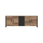 MEUBLORAMA Buffet 220cm collection DARWIN. Couleur épicéa et noir. 3 portes et 3 tiroirs 220x79x50 Marron