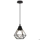 WOTTES UNI Lustre Suspension E27 16CM Cage Diamant en Métal Noir Plafonnier Luminaire pour Couloir Escalier Chambre