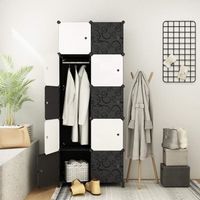 Armoire de chambre 5 couches 10 cubes,Armoire Portable DIY avec 1 tringle à vêtements 70 x 45 x 150cm Noir