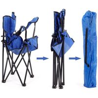 Chaise pliante camping pêche plage Polyester bleu randonnée pique-nique 