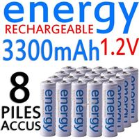 8 PILES ACCUS RECHARGEABLE AA ENERGY NI-MH 3300mAh 1.2V LR06 LR6 R06 R6 ACCU