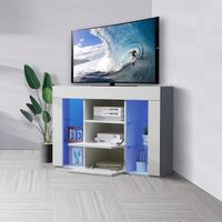 Meuble TV d'angle Blanc - DRIPEX - Moderne - LED Bleu - Étagères de Rangement