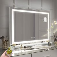 FENCHILIN Hollywood miroir de maquillage 80cmx58cm - Smart Bluetooth / Port de Charge USB / LED Tricolore Réglage de la Gradation /