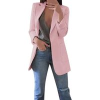 2023 Mode Blazer Veste de Costume Sportive à col Rabattu pour Femme Coupe Droite Veste Blazer élégante Veste de--rose 
