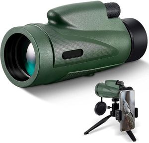 Monoculaire 12x50 Avec Prisme BAK4 Et FMC - Téléscope Compact, Avec Support Smartphone Et Trépied, Pour Observation Nature Et Sport