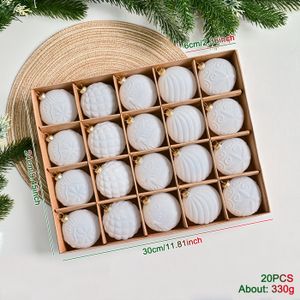 Lot De 28 Boules De Noël En Velours Floqué Incassables - Couleurs Rouge Vin, Beige, Marron, Vert - 3