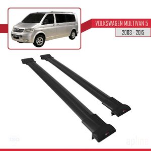 BARRES DE TOIT Compatible avec Volkswagen Multivan (T5) 2003-2015 Barres de Toit FLY Modèle Railing Porte-Bagages de voiture NOIR
