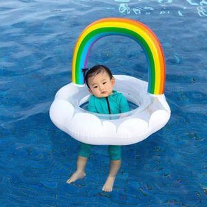 BOUÉE - BRASSARD Bouée de piscine arc en ciel à paillettes pour bébés, siège gonflable, anneau de natation, jouet'été pour enf