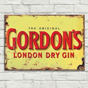 OBJET DÉCORATION MURALE Plaque En Métal Gordon'S Dry Gin Vintage Pub Tiki 