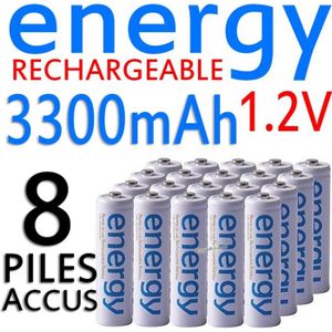 CHARGEUR DE PILES 8 PILES ACCUS RECHARGEABLE AA ENERGY NI-MH 3300mAh