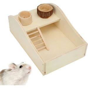 TERRE - SABLE À BAIN Hamster bain de sable boîte d'alimentation en bois petits animaux de compagnie douche et creusement rat cachette baignoire de [272]