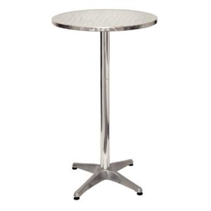 TABLE DE JARDIN  Mange-debout plateau inox pied aluminium - Bolero 600 mm - Métal - Brillant - Marron - Meuble de cuisine