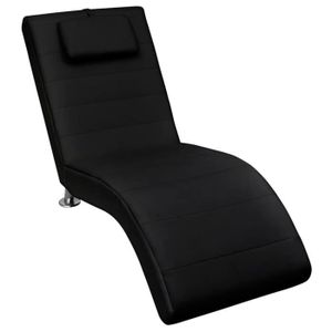 CHAISE LONGUE WORD Design Chaise longue avec oreiller Noir Similicuir®NVMOCO® MODERNE