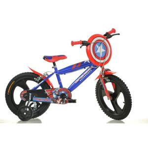 VÉLO ENFANT Vélo Enfant Fille Dino Bikes Captain America 16 Pouces - Rose - Avec Panier, Poupée et Stabilisateurs