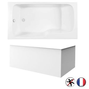 BAIGNOIRE - KIT BALNEO Baignoire bain douche JACOB DELAFON Malice antidérapante + tablier angle | 170 x 90 gauche