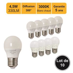 AMPOULE - LED Lot de 10 ampoules LED sphérique E27 4,5W 330Lm 30