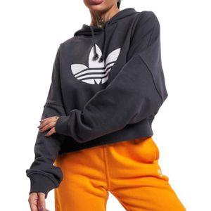 SWEATSHIRT Sweat Noir Femme Adidas Cropped Hoodie