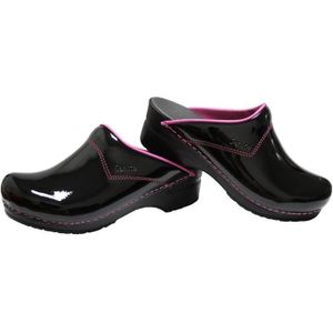 SABOT Sabot SANITA pour Fillette - SONTO (Noir Vernis & Rose) - Enfant - Cuir