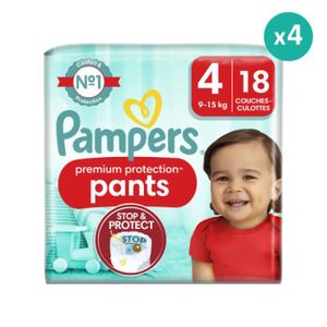 COUCHE Couches-Culottes Premium Protection - PAMPERS - Taille 4 - 18 couches - Mixte