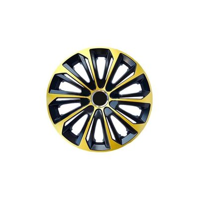 Lot De 4 Enjoliveurs 16 Pouces Noir/Mat/Jaune - Pour Jantes Acier, Protection Et Style - Compatibles Voiture - 2