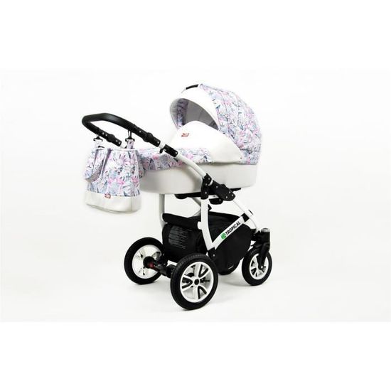 Poussette Combinée Trio landau siège Auto Tropic - SaintBaby - Pastell Flamingos - 3en1 - Avec siège bébé