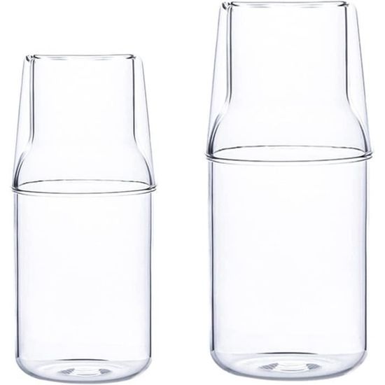 Ensemble 4 Carafes Et Verres De Chevet En Verre - 600 Ml Et 200 Ml, Design élégant Avec Bec Verseur