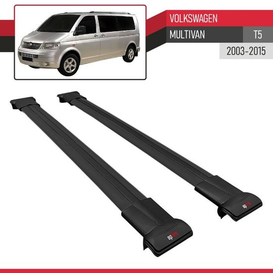 Barres De Toit Aluminium Pour VW T5 Multivan Short 2003-2015 - Portage Jusqu'à 75kg, Noir