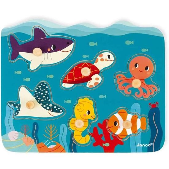 Puzzle Encastrement En Bois Premier Age Animaux Marins 6 Pi ces puzzle-encastrement-en-bois-premier-age-animaux-marins-6-pi-ces