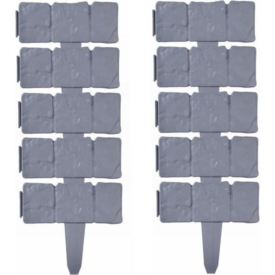 Bordures De Pelouse En Plastique Aspect Pierre - Lot De 10, 25x23 Cm, Pour Jardin, Parterre, Allées
