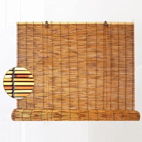 Store Bambou Exterieur,Rideau De Roseau Naturel,Store Enrouleur Tamisant,Tissés à La Main,Rideaux De Paille Vintage,Stores Décoratifs Anti-UV Anti-poussière,pour Patio Jardin Intérieur Fenêtre