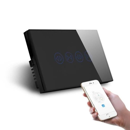 Rideau Motorisé Électrique - Black - Interrupteur Wifi - Commande Rideau Motorisé Électrique - Black - Interrupteur Wifi - Commande
