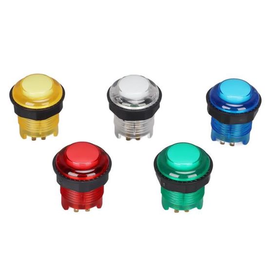 5 Boutons LED Arcade 28mm - Multicolores Pour Machine De Jeux