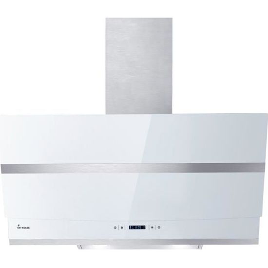 Hotte Aspirante KKT KOLBE 80 Cm – Inclinée, Murale, Acier Inox/verre Blanc – WiFi, A+++