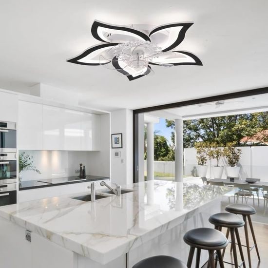 ventilateur de plafond 40W 52CM avec éclairage, lampe de