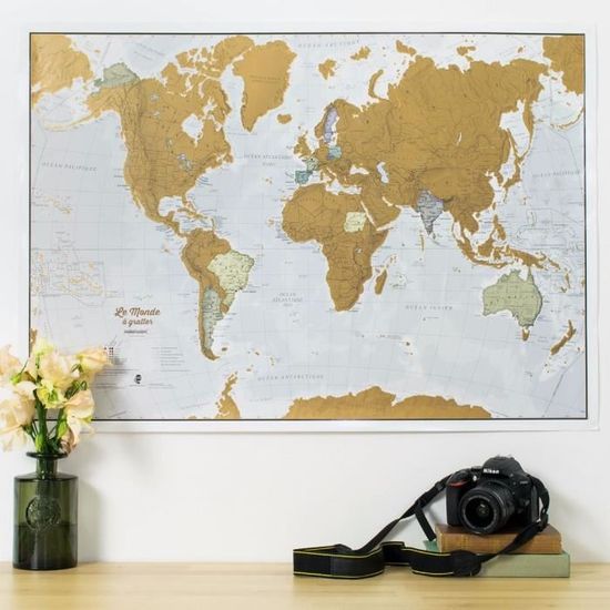Carte du Monde à Gratter - Grattez les endroits que vous avez visité -  détails cartographiques - 84,1 cm (l) x 59,4 cm (h) - Cdiscount Beaux-Arts  et Loisirs créatifs