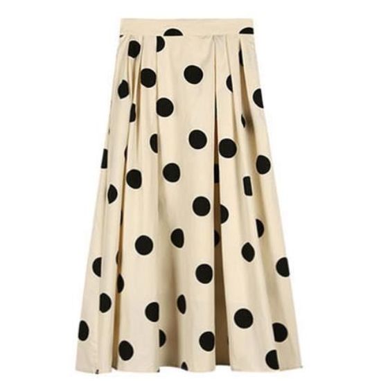 Jupe Midi Plissée Femme Taille Haute à Pois – 2 Poches, Légère & Aérée Pour L’Été (Plusieurs Couleurs)