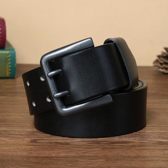 Ceinture Cowboy Homme En Cuir Véritable - Noir - Largeur 3.8 Cm - Tailles 120/130 Cm - NEUVE Avec étiquette