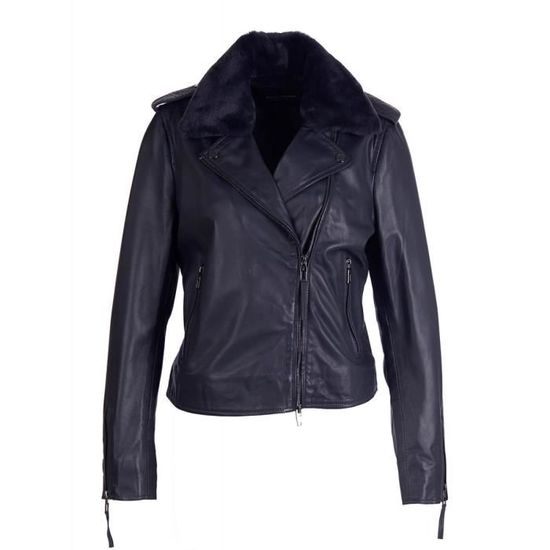 Veste Perfecto Femme Redskins En Cuir De Chèvre - Rouge Carmin - Taille 36/38 - Comme Neuf