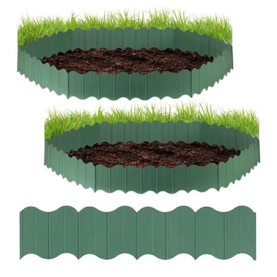 2 x Rasenkante Kunststoff, Gartenpalisade, 12teilig, zum Stecken