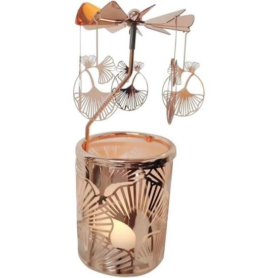 Bougeoir Rotatif Carrousel Métal Doré Avec Plateau | Décoration Table Mariage Fête | Motif Papillon (autres Disponibles)