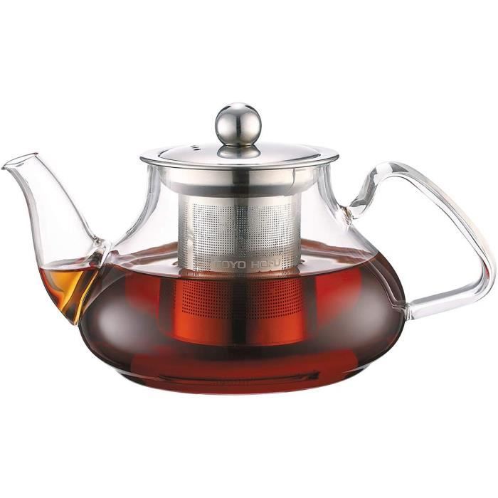 Théière En Verre 750 Ml Avec Filtre Inox – Résiste à La Chaleur, Neuve