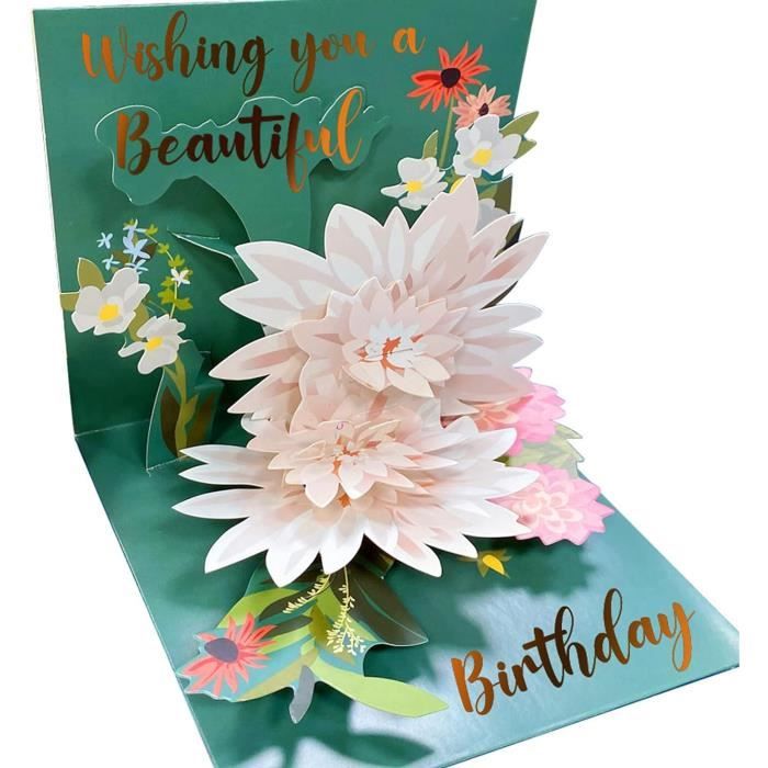Carte D'anniversaire Pop-up 3D 'Bouquet De Lys' - 26x30 Cm - Fabriqué à La Main - 9