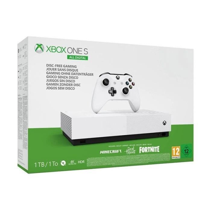 Xbox one s console 1 tb all digitall + fortnite+minercreft+mer de nieves