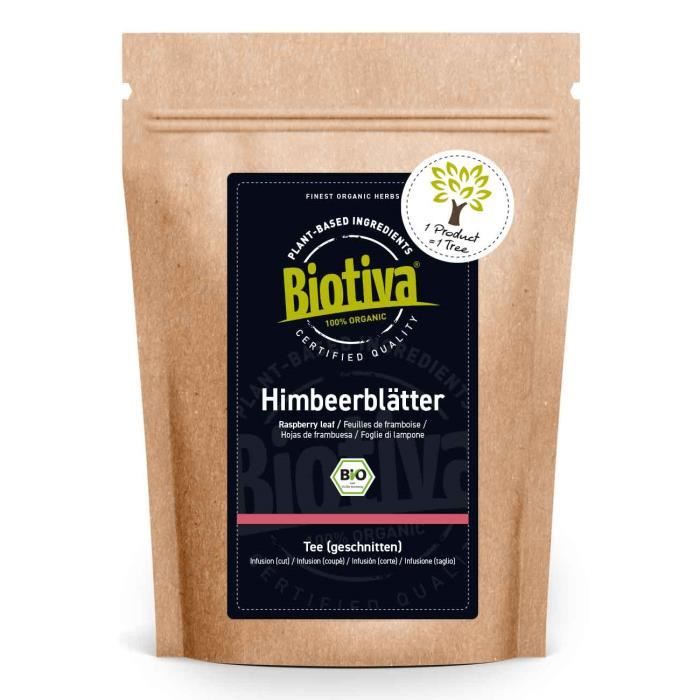 Tisane de feuilles de framboisier bio 60g - Très grandes feuilles - Suffit pour 40 tasses - Conseillé par les sages-femmes