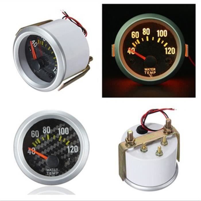 YM 2Pouce 52Mm Eau Température Temp Manomètre Gauge Compteur Carbone Fibre Led Celsius - YMAVC824A4532