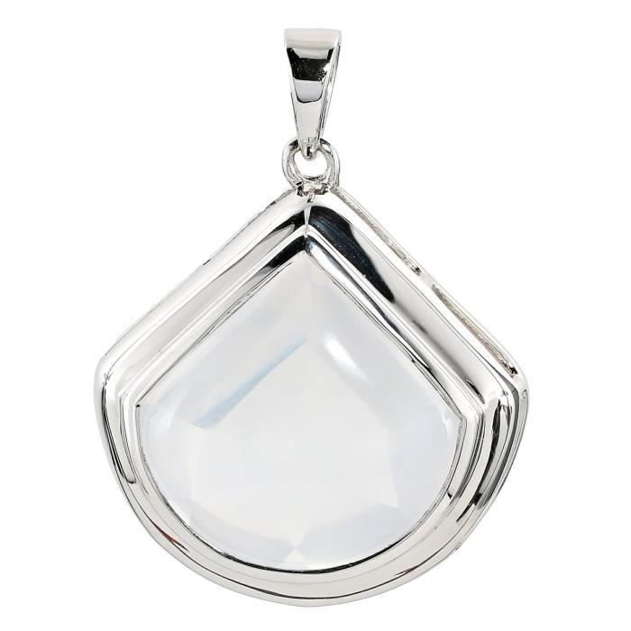La Luna Design Pendentif Femme – Pendentif Femme – Argent 925-1000 rhodié Milky Ice Quartz