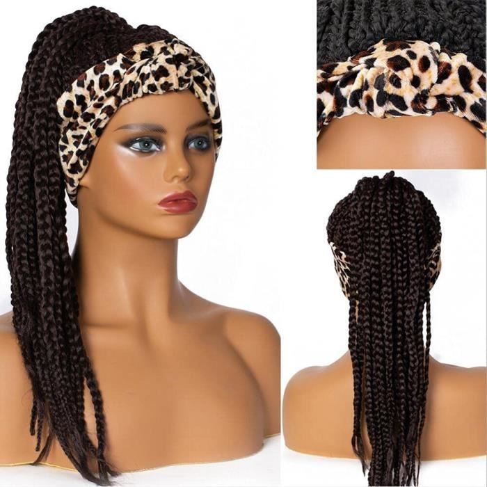 Perruque Braid wig Imprimé Léopard Pour Femmes Perruque Africaine Tresse Désordonnée Tresse Noire 23 Pouces 985