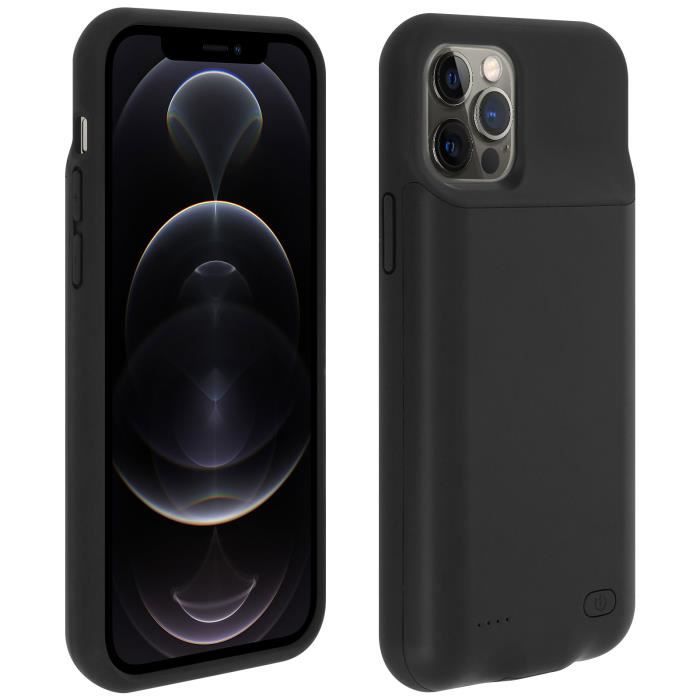 Coque Apple iPhone 12 / 12 Pro Rigide avec Batterie 7000mAh Soft touch Noir