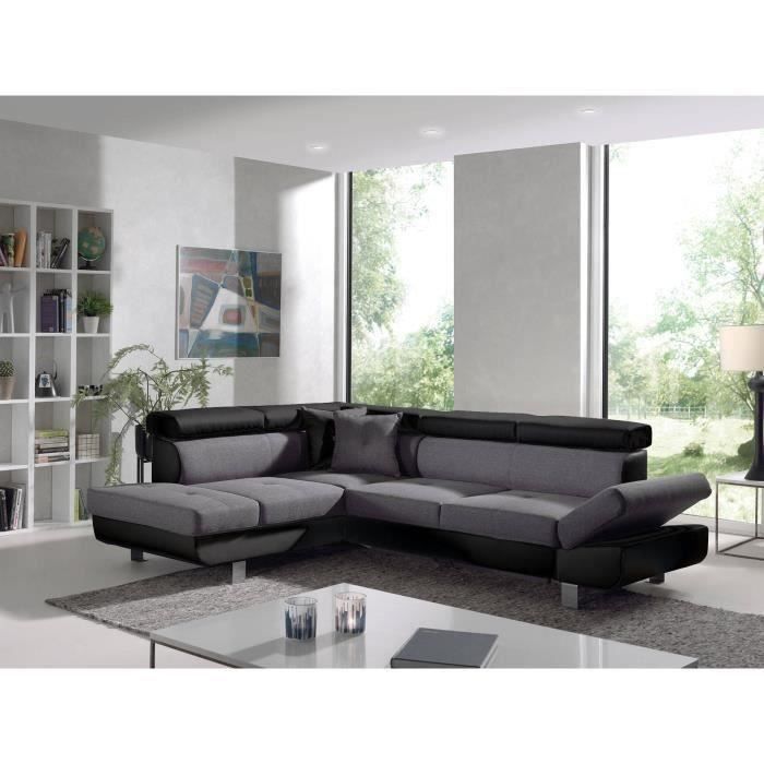 Canapé d'angle 5 places Noir Design Confort